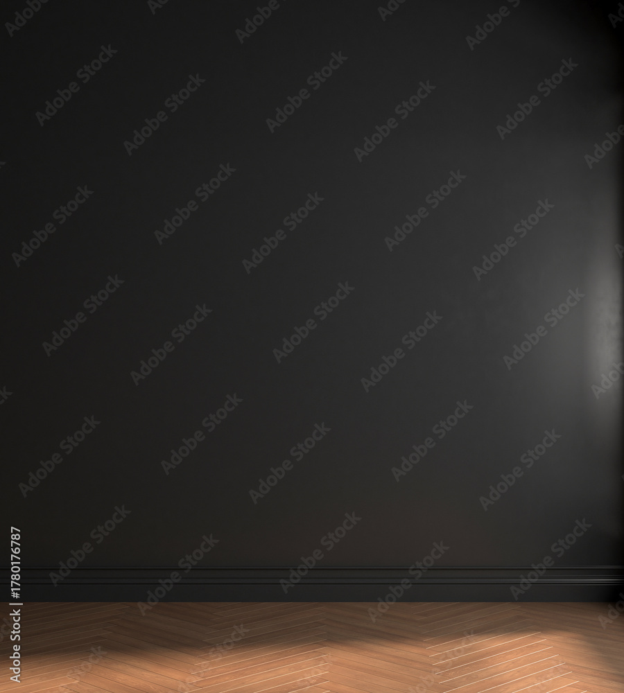 Obraz premium The modern cozy living room interior design and black pattern wall background.