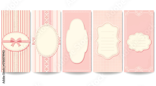 Elegant collection of pink cards a set of five beautifully designed cards with delicate lace, ribbon, and floral accents for special occasions