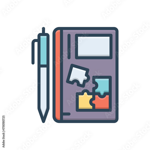 Color illustration icon for exercise book