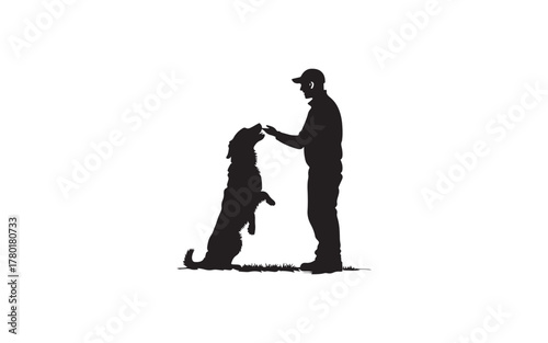 Dog Silhouette Collection with Training, Walking, and Playing Illustrations