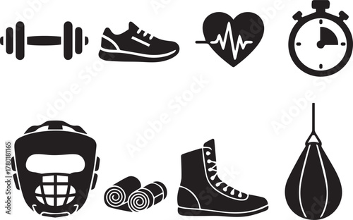 Vector illustration set of different fashionable winter footwear silhouettes, including boots, shoes, and skates