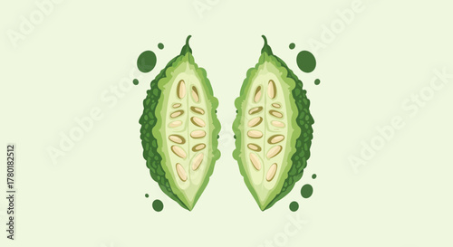 Bitter Melon Slices Illustration Depicting Organic Food with Natural Healthy Properties