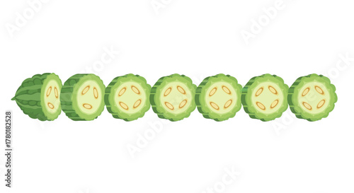 Bitter Melon Slices Illustrative: A Fresh Focus on Dietary Health and Consumption