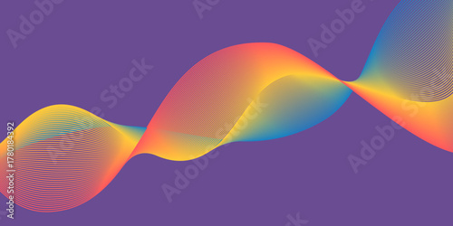 Colorful Abstract Wave Lines on Purple Background