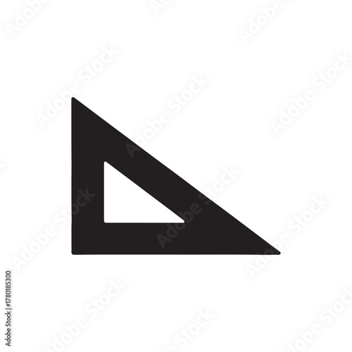 Triangle tool icon. Measuring instrument with right angle. Triangular ruler for school geometry, maths, drafting. Measurement metric item. Flat vector illustration isolated on white background
