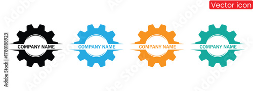 Creative engineering company logo design with gear icon set choices,Settings vector icon. Gear symbol. Vector gear tool or button for web application or UI.