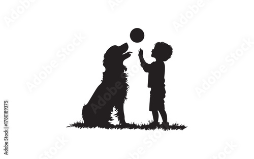 Dog Silhouette Collection with Training, Walking, and Playing Illustrations