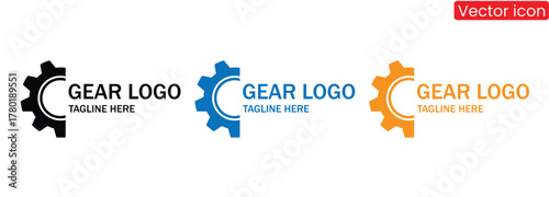 Mechanical gear logo template for industrial company branding design,wrench gear tech logo. flat logo design. Mechanical engineering logo concept