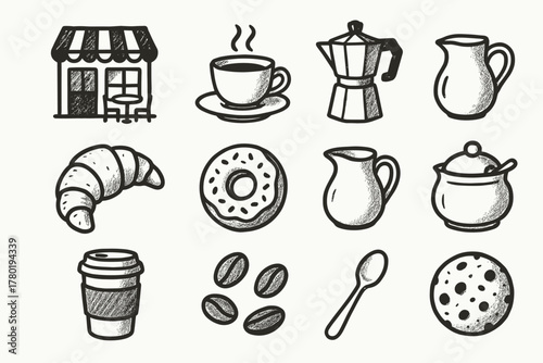Cinnamon stick cafe espresso cup icon vector icons time spoon coffee sugar