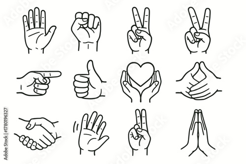 Icon hand gesture fist handshake vector ok icons pose up sign cupped