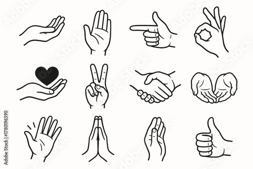 Waving vector icon gestures cupped gesture handshake pointing open hands hand