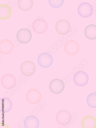 Soft pastel polka dot pattern on a pink background. Minimal and cute seamless design with colorful round shapes and gentle gradient tones, perfect for wallpaper, wrapping paper, or greeting cards