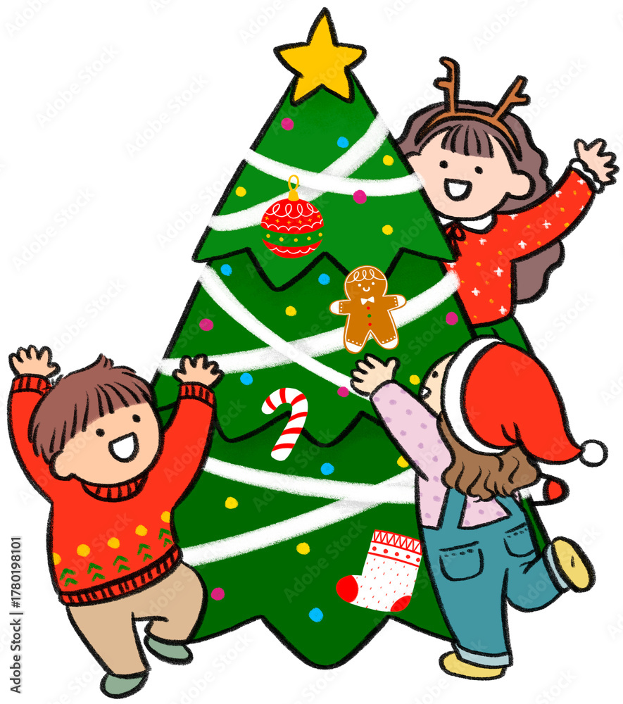 Naklejka premium christmas tree and party
