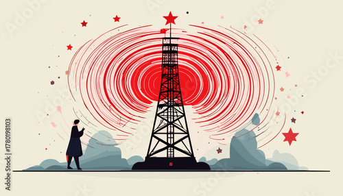 Communication Radio Tower Broadcasting Signal