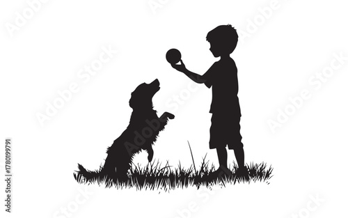 Dog Silhouette Collection with Training, Walking, and Playing Illustrations