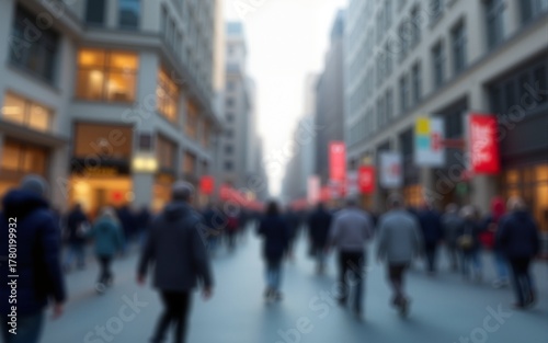Wallpaper Mural A blurry image of a city street with people walking by AI generated image. High quality Torontodigital.ca