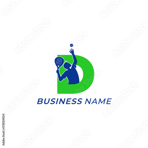 design logo creative letter D and padel sport