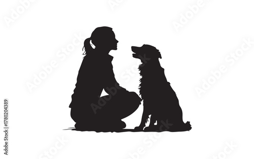 Dog Silhouette Collection with Training, Walking, and Playing Illustrations