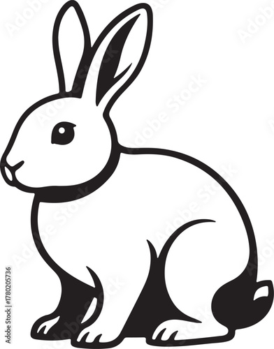 Cute Sitting Rabbit Outline Bunny Animal Mascot Vector Icon
