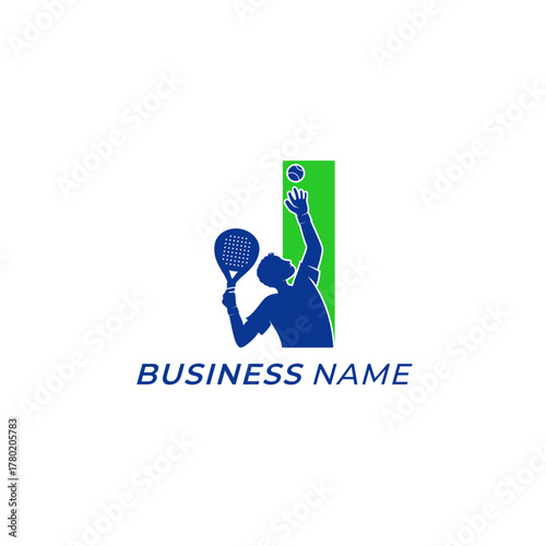design logo creative letter I and padel sport