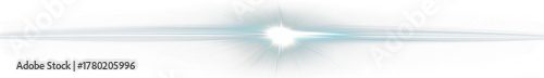 Horizontal blue lens flare on transparent background
