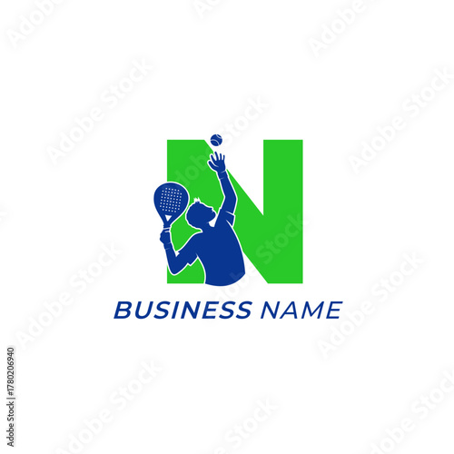 design logo creative letter N and padel sport