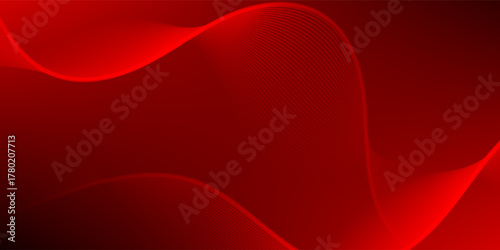 Elegant red vector background with flowing curved lines creating a smooth wave effect. Ideal for modern designs, tech themes, and dynamic visual compositions.