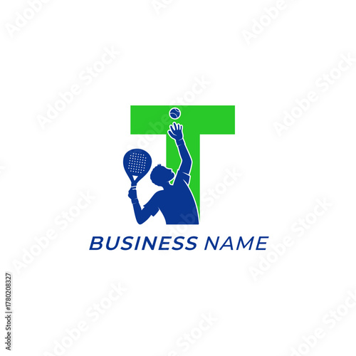 design logo creative letter T and padel sport