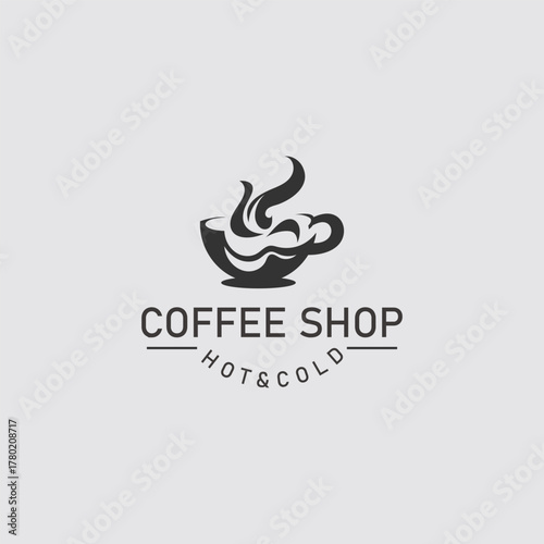 Coffee Shop logo line art illustration design template