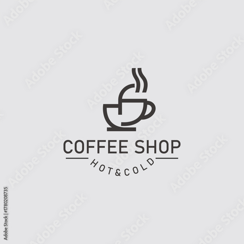 Coffee Shop logo line art illustration design template