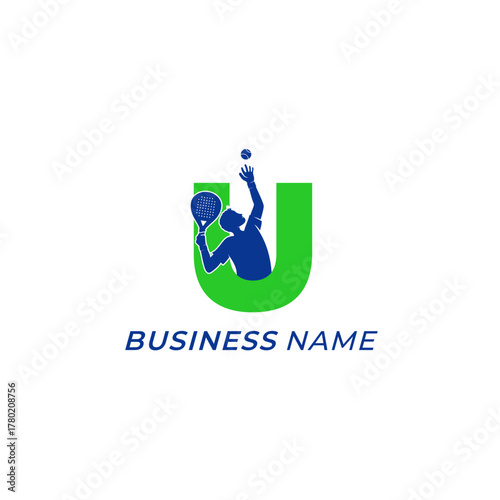 design logo creative letter U and padel sport