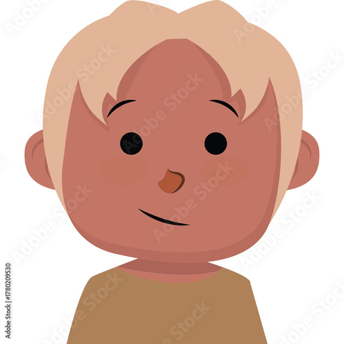 Charming Child Portrait With Blond Hair And A Light Brown Shirt Against A Transparent Background With A Slight Smile