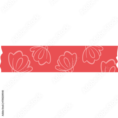 Charming Coral Pink Banner With Delicate White Floral Outline Pattern Offers A Touch Of Feminine Whimsy Perfect For Spring Themes And Creative Designs
