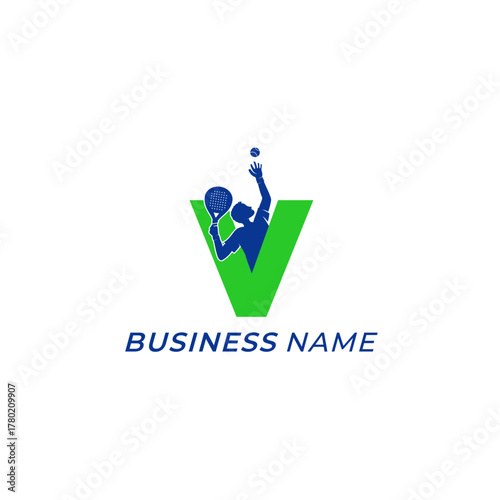 design logo creative letter V and padel sport