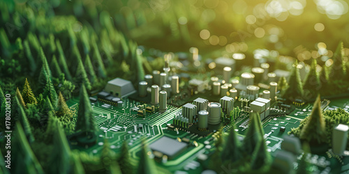 Green Eco-Friendly Electronic Components, Sustainable Technology Innovation, Eco Tech Circuit Design