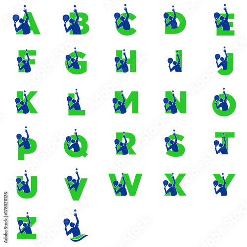 design logo creative icon set alphabet padel sport