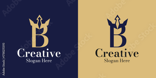 Luxury B letter logo design with elegant royal king crown