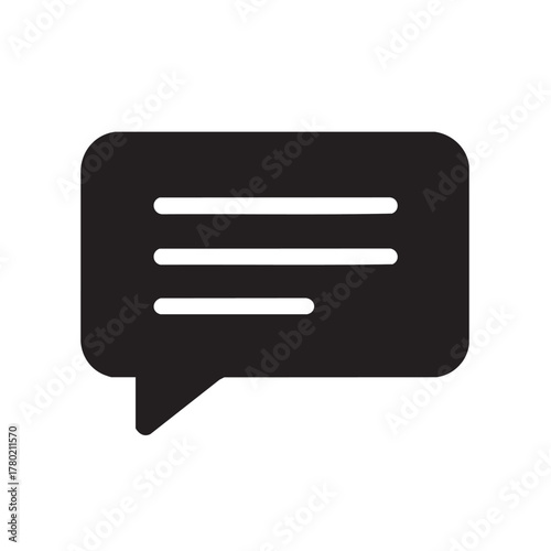 Simple black and white speech bubble icon representing communication or messaging