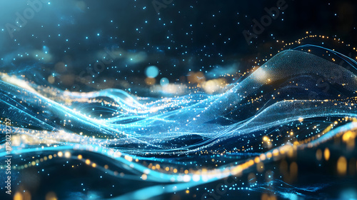 Glowing blue tech grid on a dark background, giving a high-tech digital interface feel.