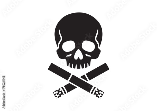 Skull and two cigarettes icon, Skull and two cigarettes solid vector