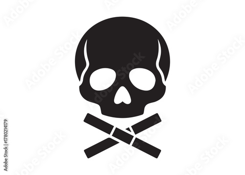 Skull and two cigarettes icon, Skull and two cigarettes solid vector