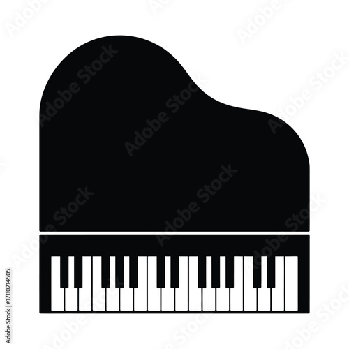 Simple black silhouette of a grand piano keyboard