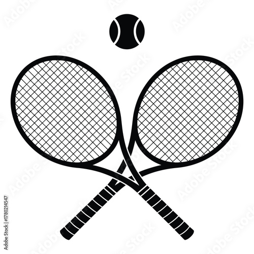 Two crossed tennis racquets and a tennis ball icon