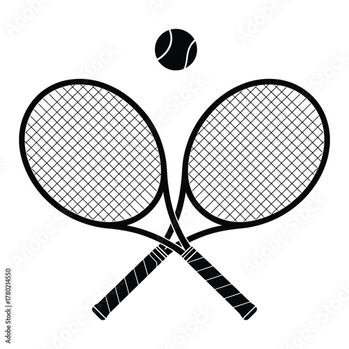Two crossed tennis rackets and a tennis ball icon