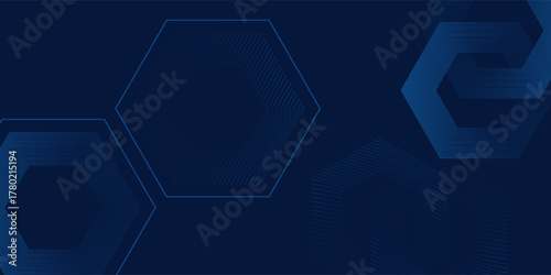 Modern black dark navy hexagon blue silver abstract pattern background vector art lines dot