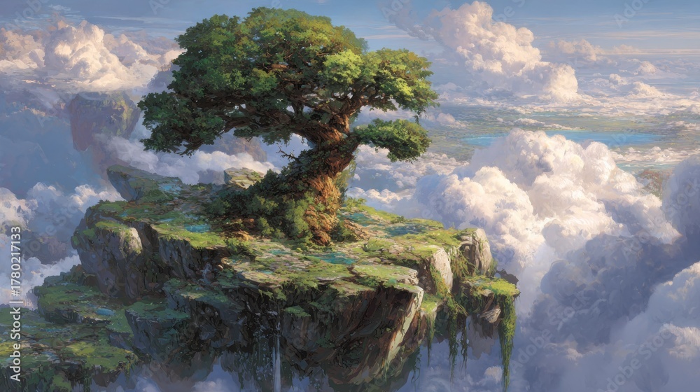 Fototapeta premium Floating island landscape painting