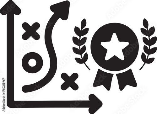  Tactical arrows and plan icon representing strategy, direction, planning, and organized execution.