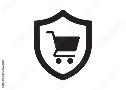 Shopping security icon, Shopping security solid vector