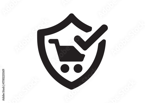 Shopping security icon, Shopping security solid vector