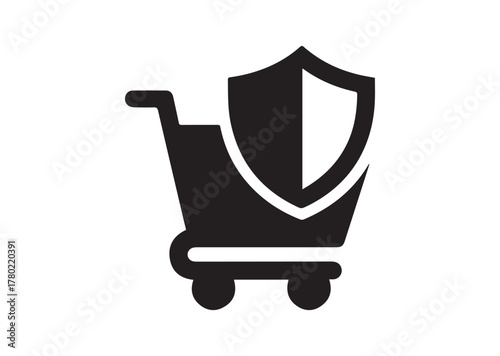 Shopping security icon, Shopping security solid vector